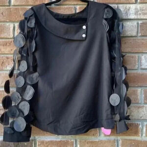 Elegant Floral Patchwork Mesh Stitching Blouse (Size: XXL) & (Small)